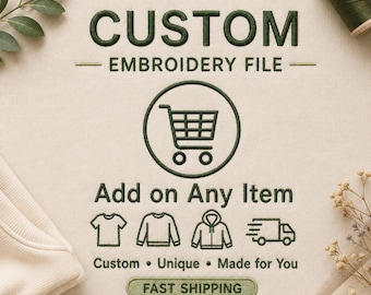 Custom Embroidery File Add On Personalized Lettering Machine Stitch Digital Pattern Download