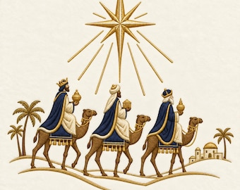 Three Wise Men Embroidery Design, Nativity Kings Camel Christmas Machine Pattern, Instant Download