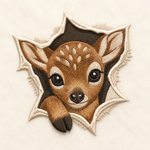 Wzór haftu "Baby Deer Peek", plik maszynowy "Woodland Fawn" (pobranie cyfrowe)
