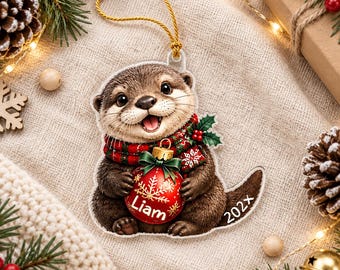 Personalized Otter Christmas Ornament, Custom Name Otter Ornament, Cute Otter Lover Gift, Christmas 2026 Keepsake