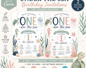 First Birthday Invitation-ONE-der the sea