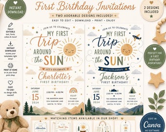 First Birthday Invitation-Trip Around the Sun