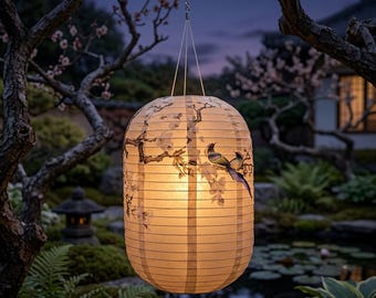 Solar Hängende Papierlaterne, Japanische Gartenlaterne Licht, Wasserdichte Outdoor LED Laterne, Hochzeit Terrasse Party Decor