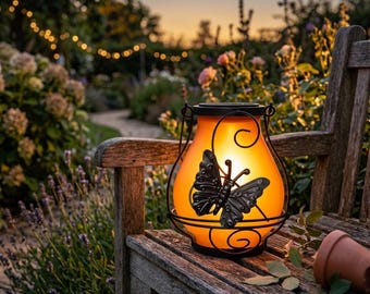 Solar Schmetterling Laterne Licht, hängende Gartenlaterne, wasserdichte Terrasse Dekor, Kolibri Libelle Yard Licht