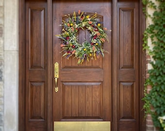 Spring Wildflower Wreath, Artificial Daisy Lavender Door Wreath, Summer Floral Front Door Decor, Farmhouse Wall Hanging