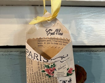 Vintage envelope with vintage French paper and trim