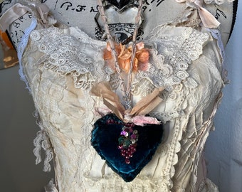 Velvet heart necklace/ costume jewelry Halloween costume