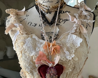Velvet heart necklace/ costume jewelry Halloween costume