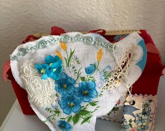 Vintage teal flower lavender teacup sachet / lavender sachets