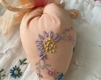 Vintage, embroidered strawberry pincushion