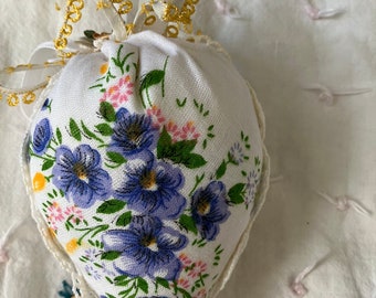 Vintage, pink rose strawberry pincushion