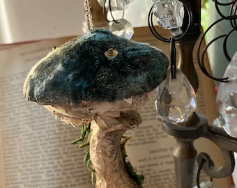 Velvet fairy mushroom ornament