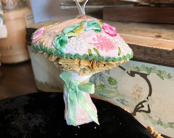 Woodland mushroom decor/vintage style whimsical mushroom/embroidered mushroom