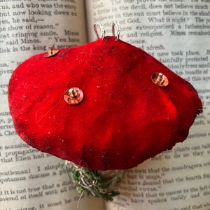 Velvet fairy mushroom ornament