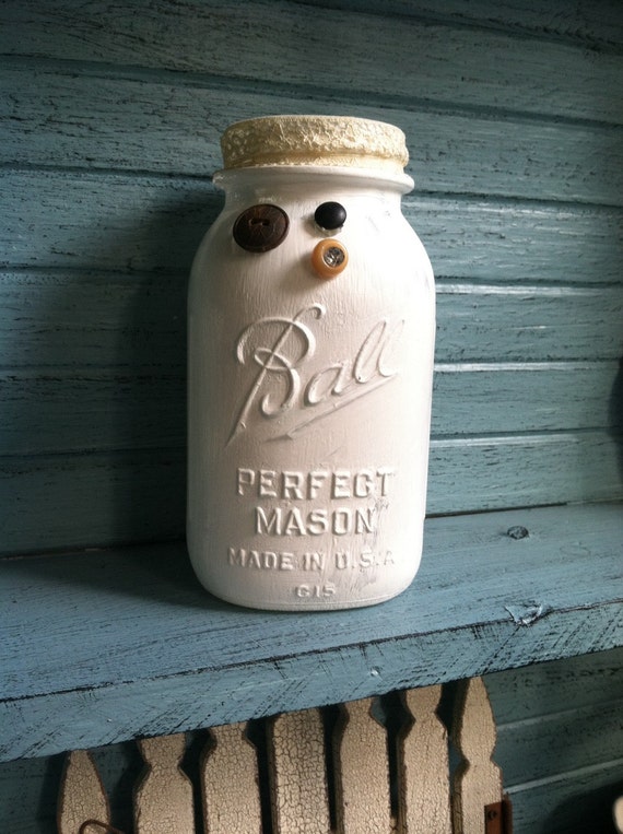 Items similar to Shabby chic Mason jar vase, painted vaces, shabby chic