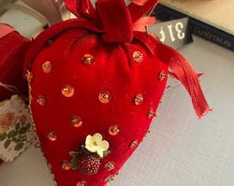 Red velvet Strawberry pincushion /Table decor