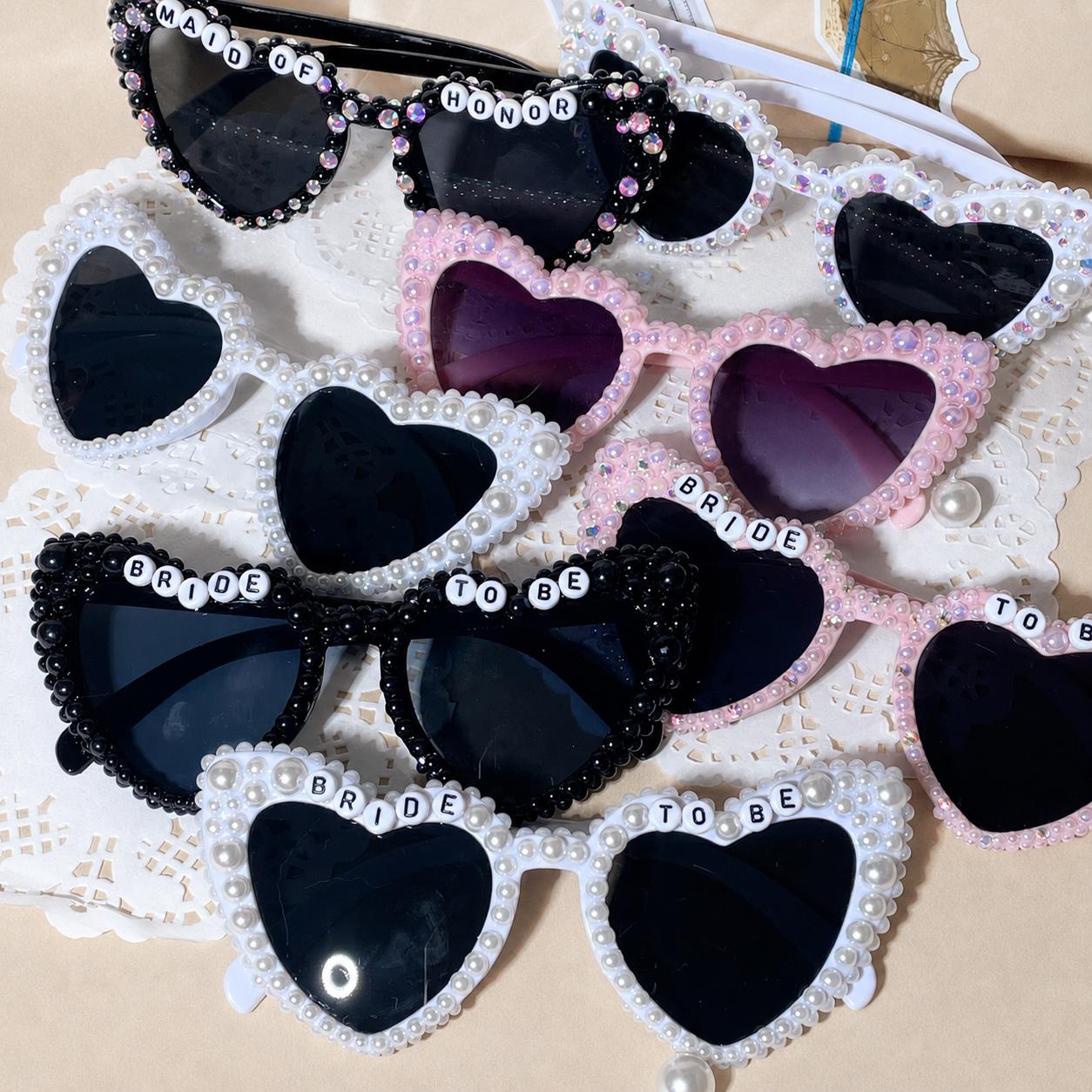Elegant Pearl-Embellished Black Sunglasses Belle | Pearl Cat-Eye Wedding Sunglasses | Fifth & Ninth  main image 4