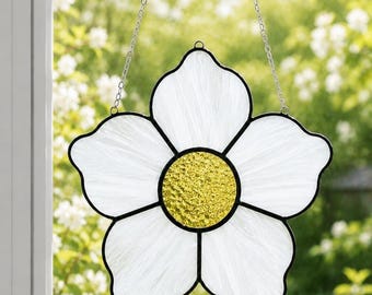 Daisy Stained Glass Pattern, Beginner Suncatcher Template (Digital Download)