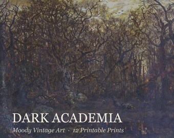 Dark Academia Art Set, 12 Moody Vintage Paintings, Gothic Landscapes (Digital Download)