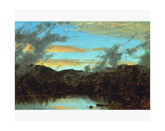Sanford Gifford Mist Rising at Sunset Catskills Print, Vintage Wall Art Poster