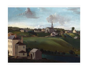 Meetinghouse Hill Roxbury Massachusetts Print, John Ritto Penniman Vintage Wall Art