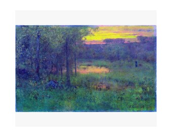 George Inness Sunset Landscape Print, Vintage Wall Art Poster, Museum Reproduction