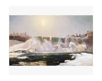Jasper Francis Cropsey Niagara Falls Winter Print, Vintage Fine Art Poster