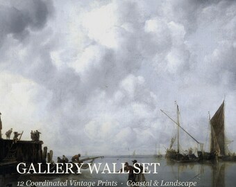 Vintage Coastal Landscape Gallery Wall Prints (12 Piece Set)