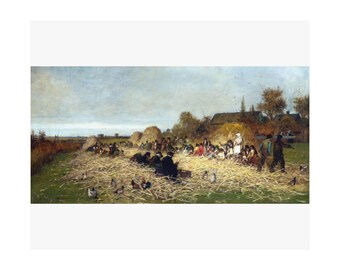 Eastman Johnson Husking Bee Print, Nantucket Island Vintage Wall Art Poster