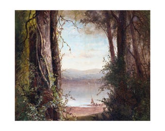 Julie Hart Beers River Landscape Print, Vintage Wall Art, Museum Reproduction