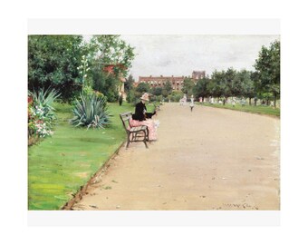 William Merritt Chase A City Park Print, Vintage Wall Art Poster, Museum Reproduction