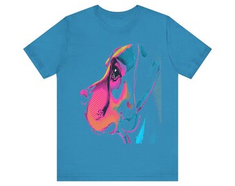 Pop Art Dog Ear Graphic Tee, Bold Halftone Pup Portrait, Celebrate Your Furry Best Friend