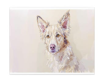 Impressionist Dog Ear Canvas Print, Monet-Style Loose Brushstrokes, Soft Light Pet Portrait Wall Art