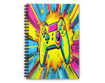 Gaming Controller Spiral Notebook, Colorful Video Game Design, Level Up Your Notes