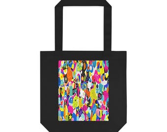 Maximalist Dopamine Tote Bag, Clashing Bright Patterns & Colors, Carry Joy Everywhere You Go