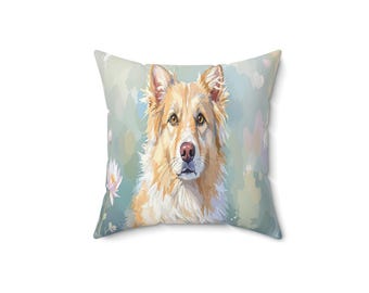 Impressionist Pet Pillow, Monet-Style Dog Cat Portrait, Soft Brushstroke Home Decor