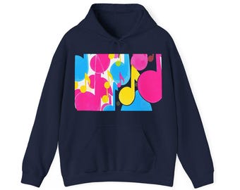 Pop Art Music Notes Hoodie, Bold Graphic Band Design, Celebrate Your Sound in Style