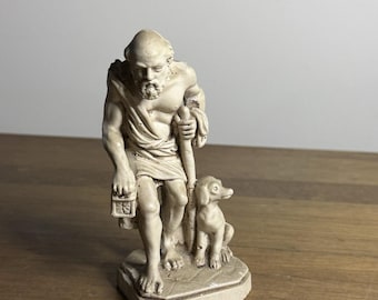 Diogene il Cinico Statuetta Statua Antico filosofo greco Cane