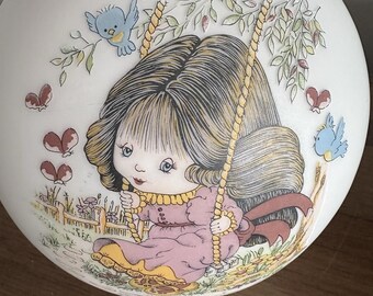 Paralume di ricambio per lampada a globo oscillante vintage in vetro bianco per bambini.
