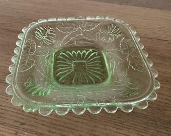 Vintage Green Glass Trinket Dish