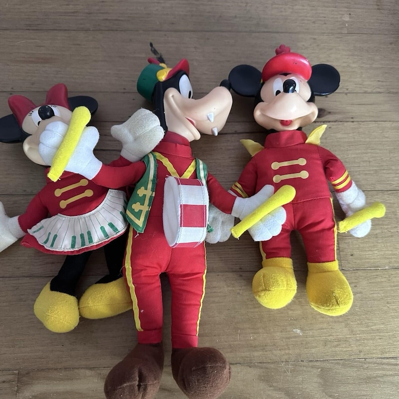 Vintage 90's Disney Marching Band Mickey Mouse Goofy Minnie Bundle Plush image 1