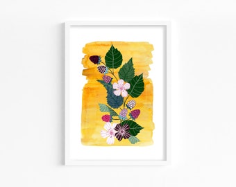 BLACKBERRY - A4 Art Print, Autumn Inspired Wall Art, Foraging Illustration, Sustainable art print, eco-friendly paper print,