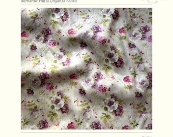 Organzastof met romantische bloemen | Zachte transparante bloemenstof voor jurken en blouses | Elegante lichtgewicht modieuze stof | Lamorravn