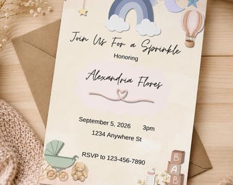 Baby Sprinkle Gender Neutral Customizable Invitation