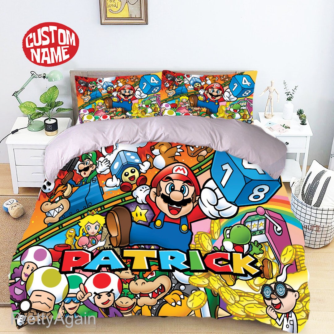 Personalized Super Mario Bedding Set Mario Series Duvet Cover Etsy