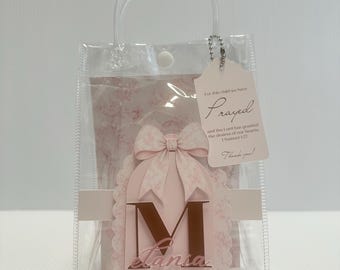 Pink Toile Baby Shower Favors | Custom Clear Treat Bags, Baby Girl Party Favors