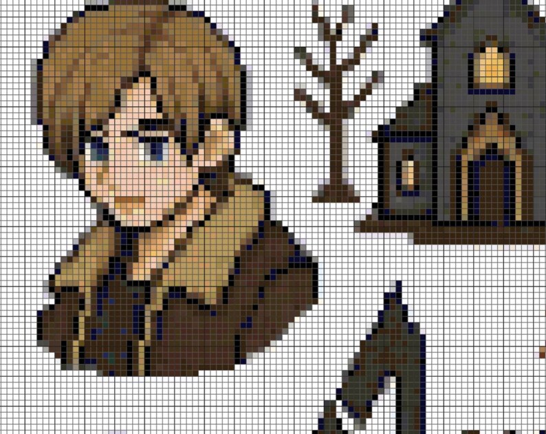 Resident Evil 4 Cross Stitch Pattern | Retro Horror Pixel Art Collage ...