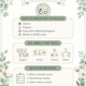 Mahjong Beginner Table Guide Printable PDF, Rules Reference for New Players Download