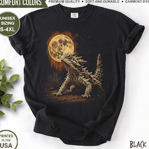 Doornige duivel hagedis shirt, vintage Reptielen maan graphic tee, Comfort Colors Apparel