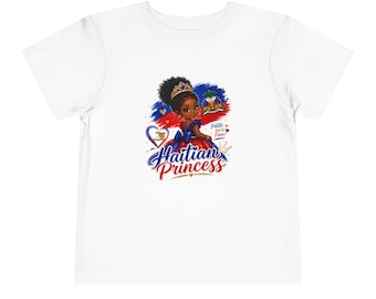 Haitian Princess Toddler Tee | Cute Black Girl Illustration, Haiti Flag Colors